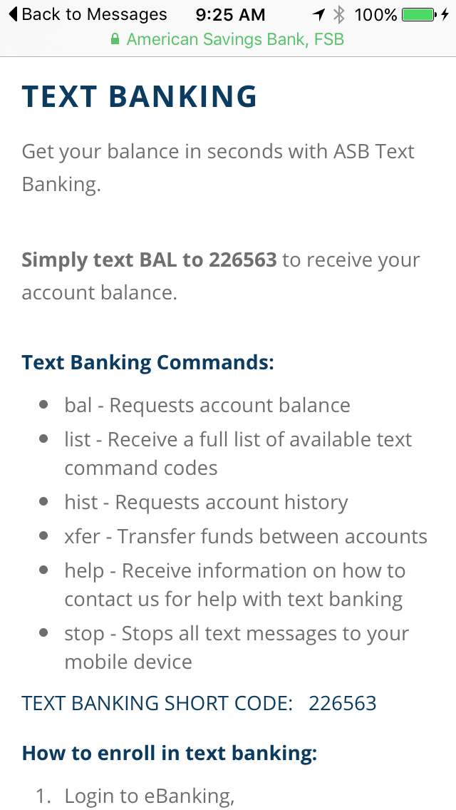 text banking screenshot 1
