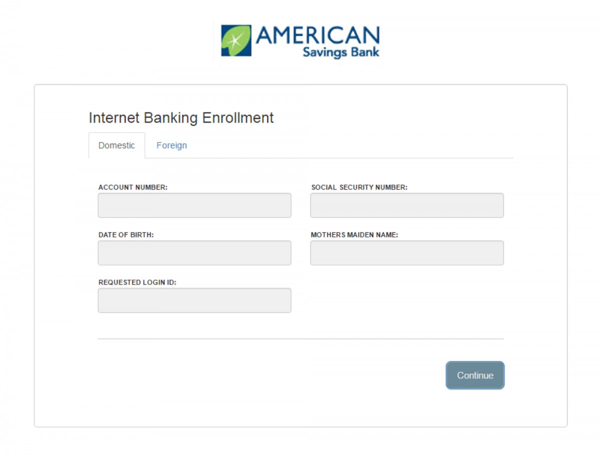 enrollment for ASB eBanking screenshot