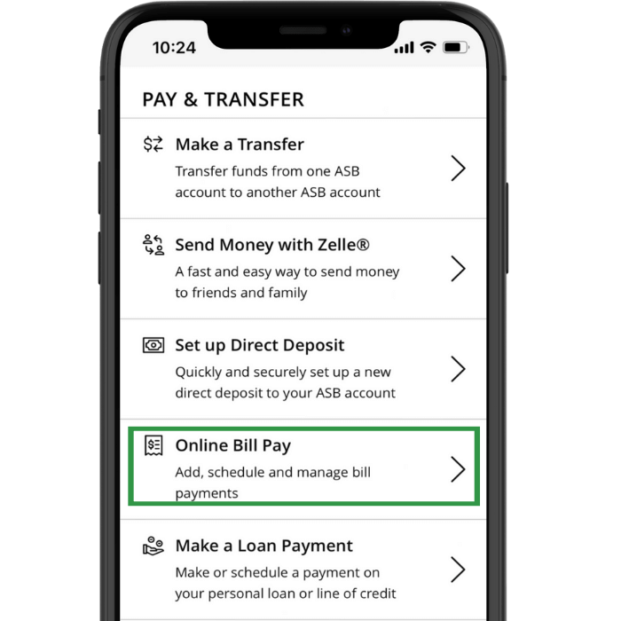 Pay and Transfer mobile screen